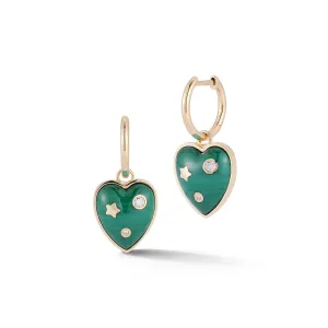 Diamond & Semiprecious Anne Heart Huggie Earrings