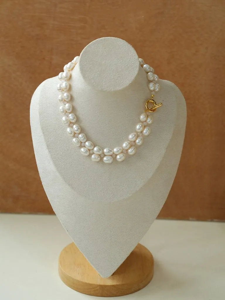 Double Layer Braided Freshwater Pearl Necklace OT Choker