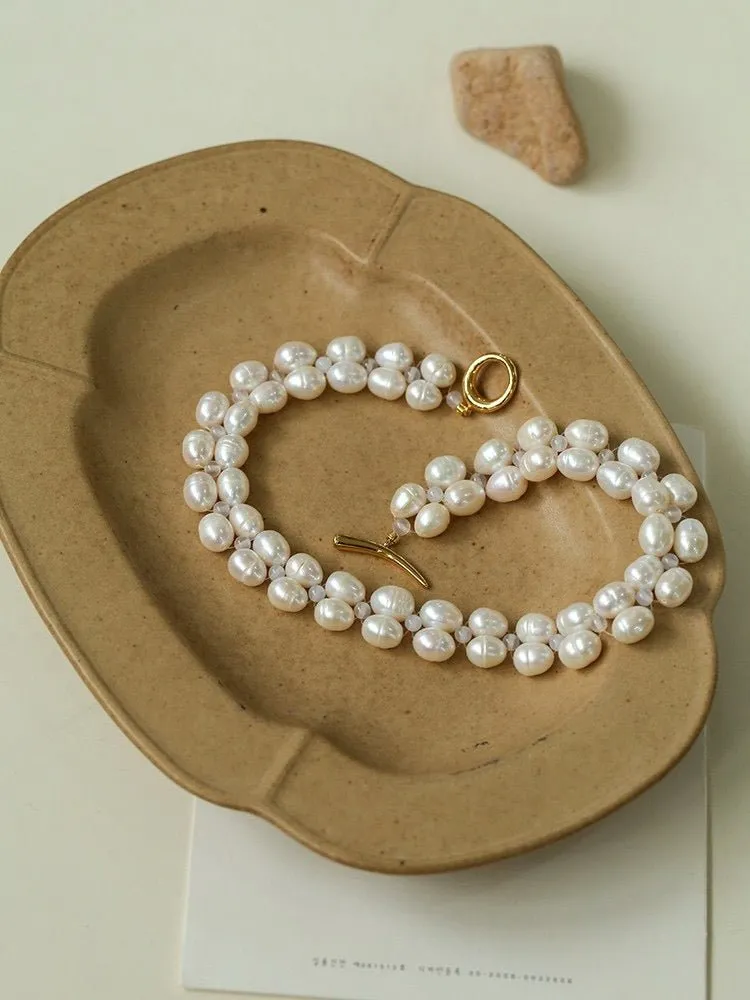 Double Layer Braided Freshwater Pearl Necklace OT Choker