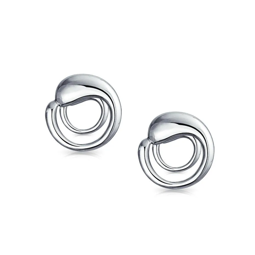 Eternal Circle Groom Shirt Studs Cufflink Set .925 Sterling Silver