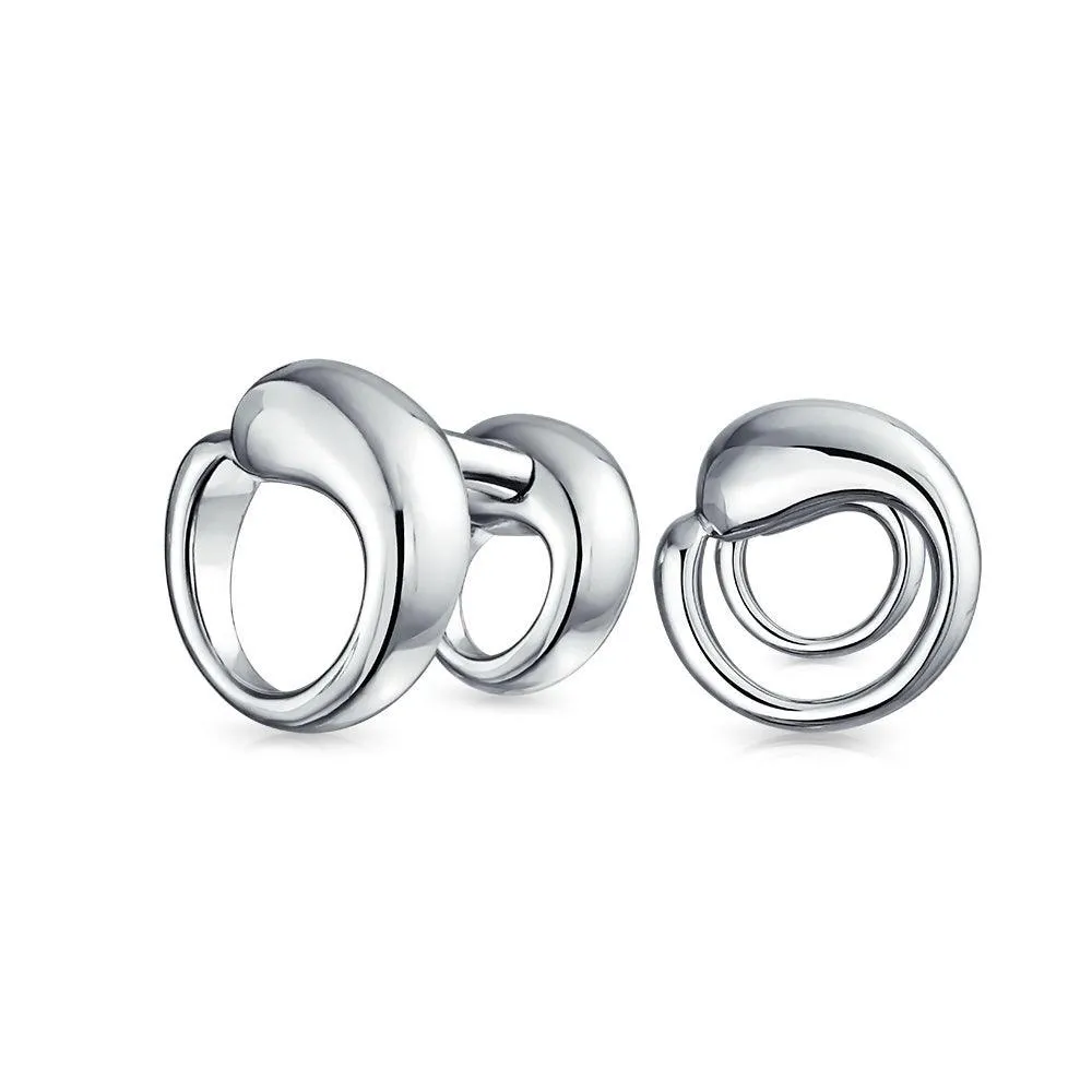 Eternal Circle Groom Shirt Studs Cufflink Set .925 Sterling Silver