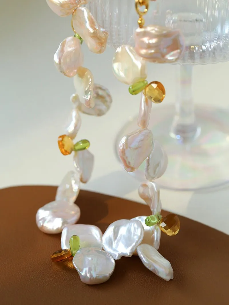 Exaggerated Large Petal Baroque Pearls Necklace