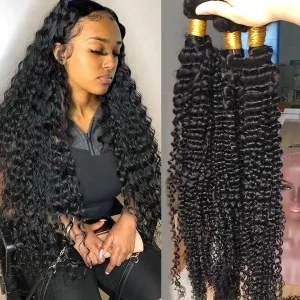 Fashow 30 32 34 36 Inch Brazilian Deep Wave Hair Bundles Deep Curly Human Hair Weaves 100% Natural Human Hair Bundles Remy Hair