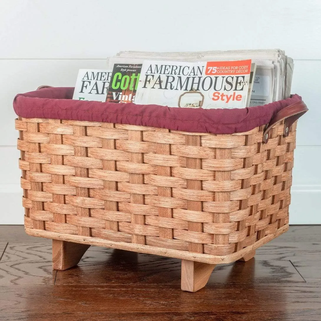 Fireplace Basket | Amish Woven Wooden Log & Magazine Storage