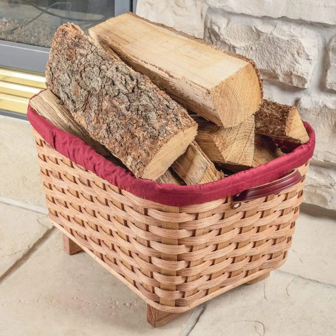 Fireplace Basket | Amish Woven Wooden Log & Magazine Storage