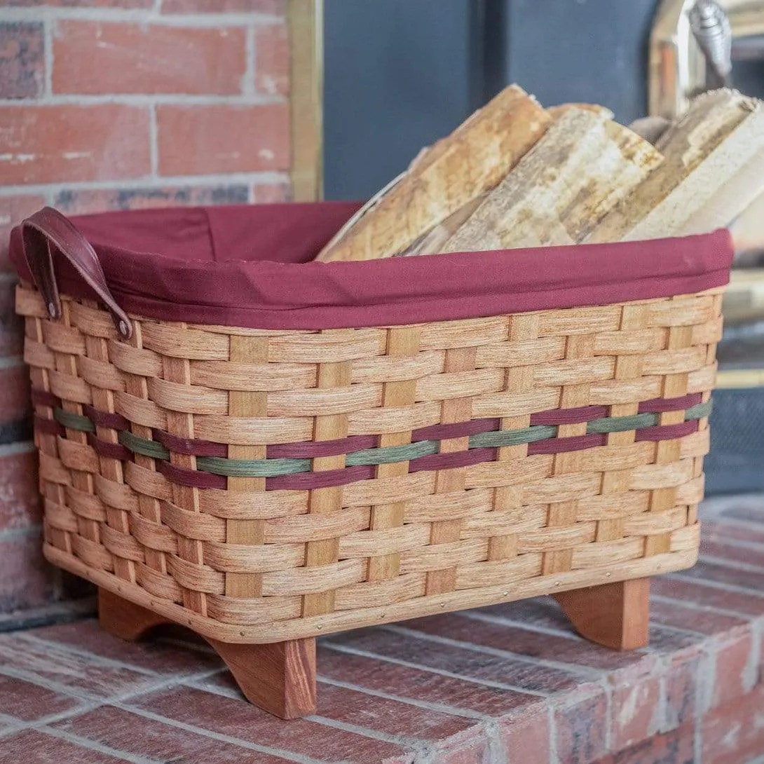 Fireplace Basket | Amish Woven Wooden Log & Magazine Storage