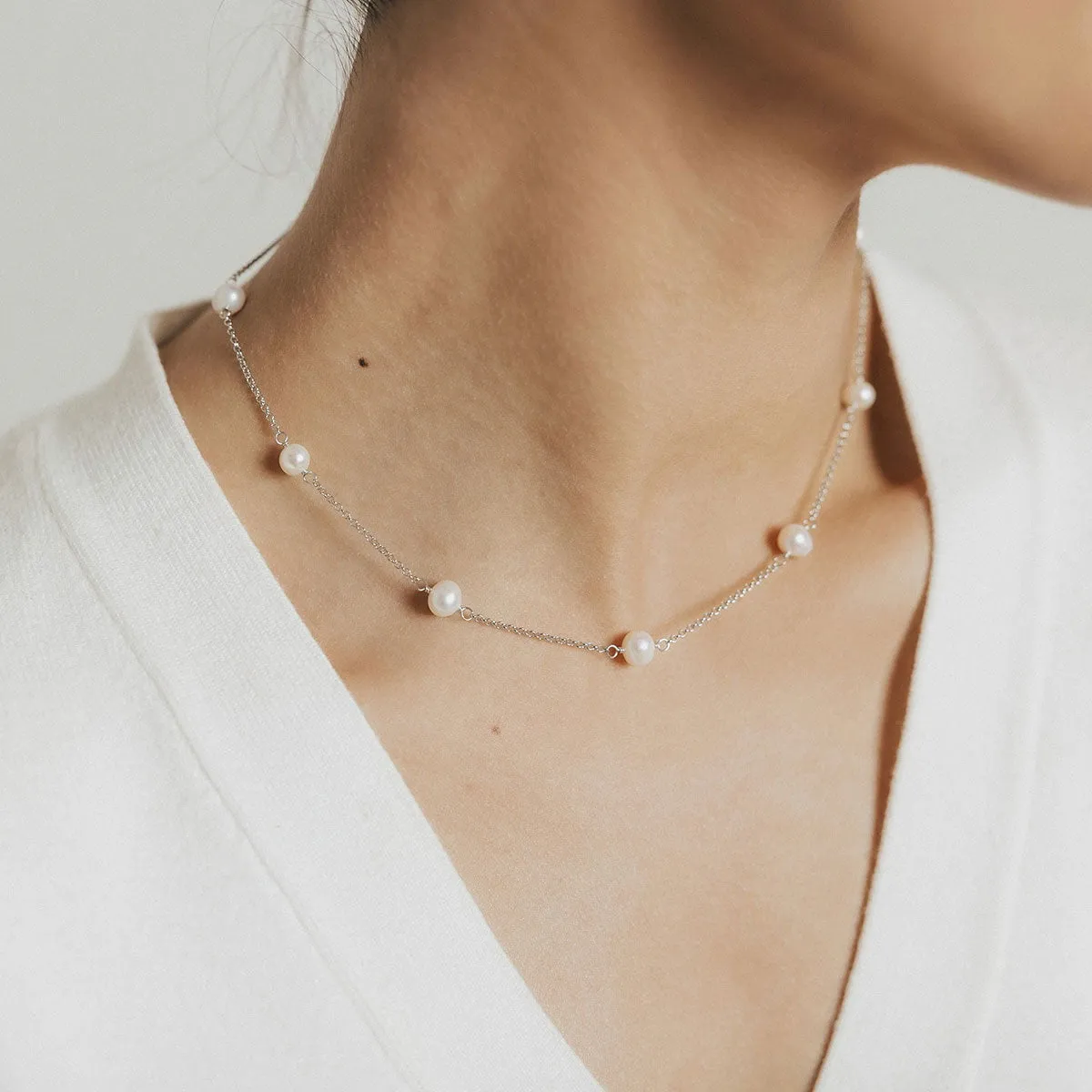 Freshwater Pearl Station Necklace