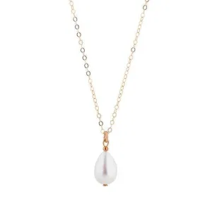 Gold Filled Pear Pearl Pendant Necklace