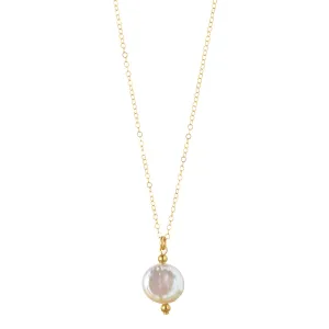 Gold Filled Pearl Coin Pendant Necklace