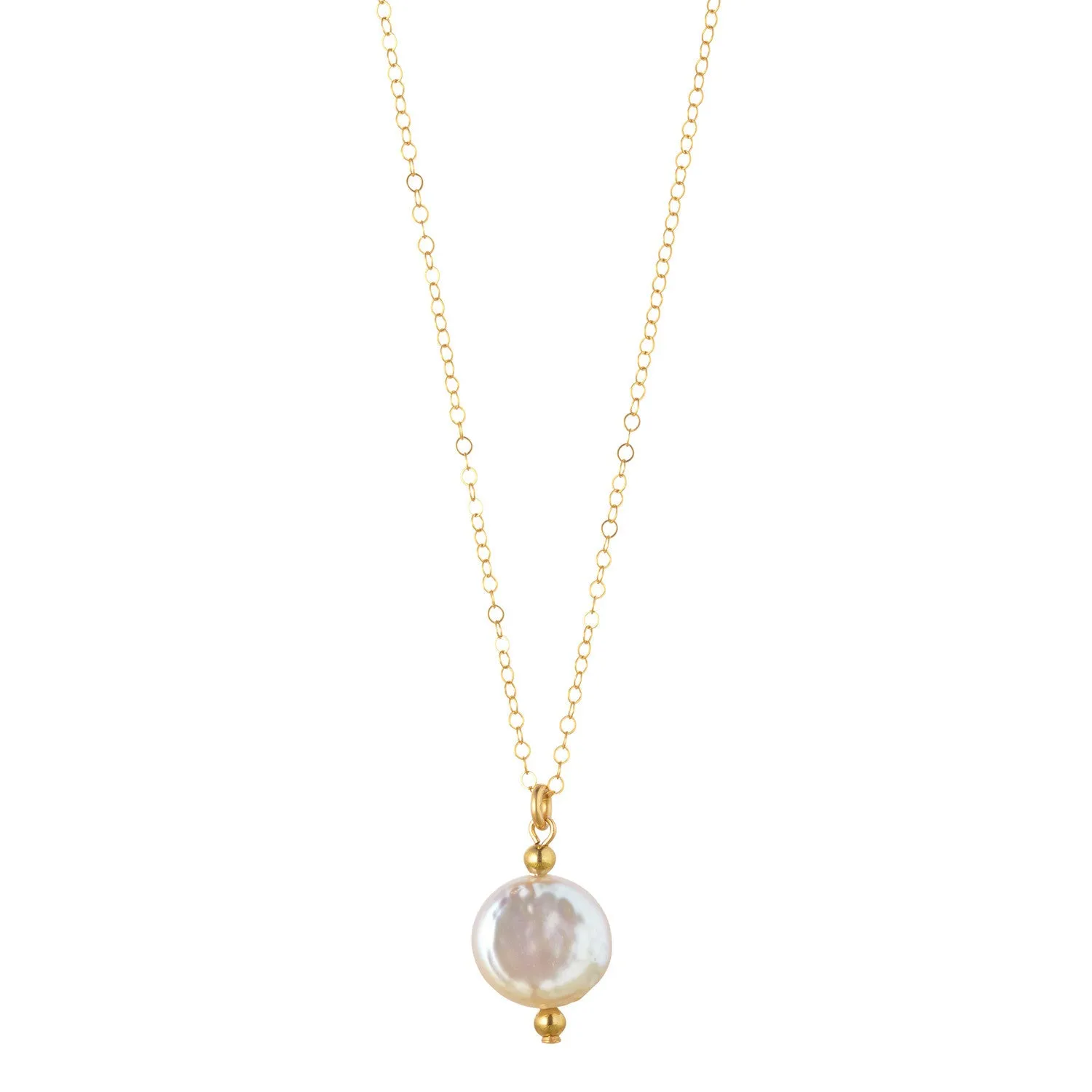 Gold Filled Pearl Coin Pendant Necklace