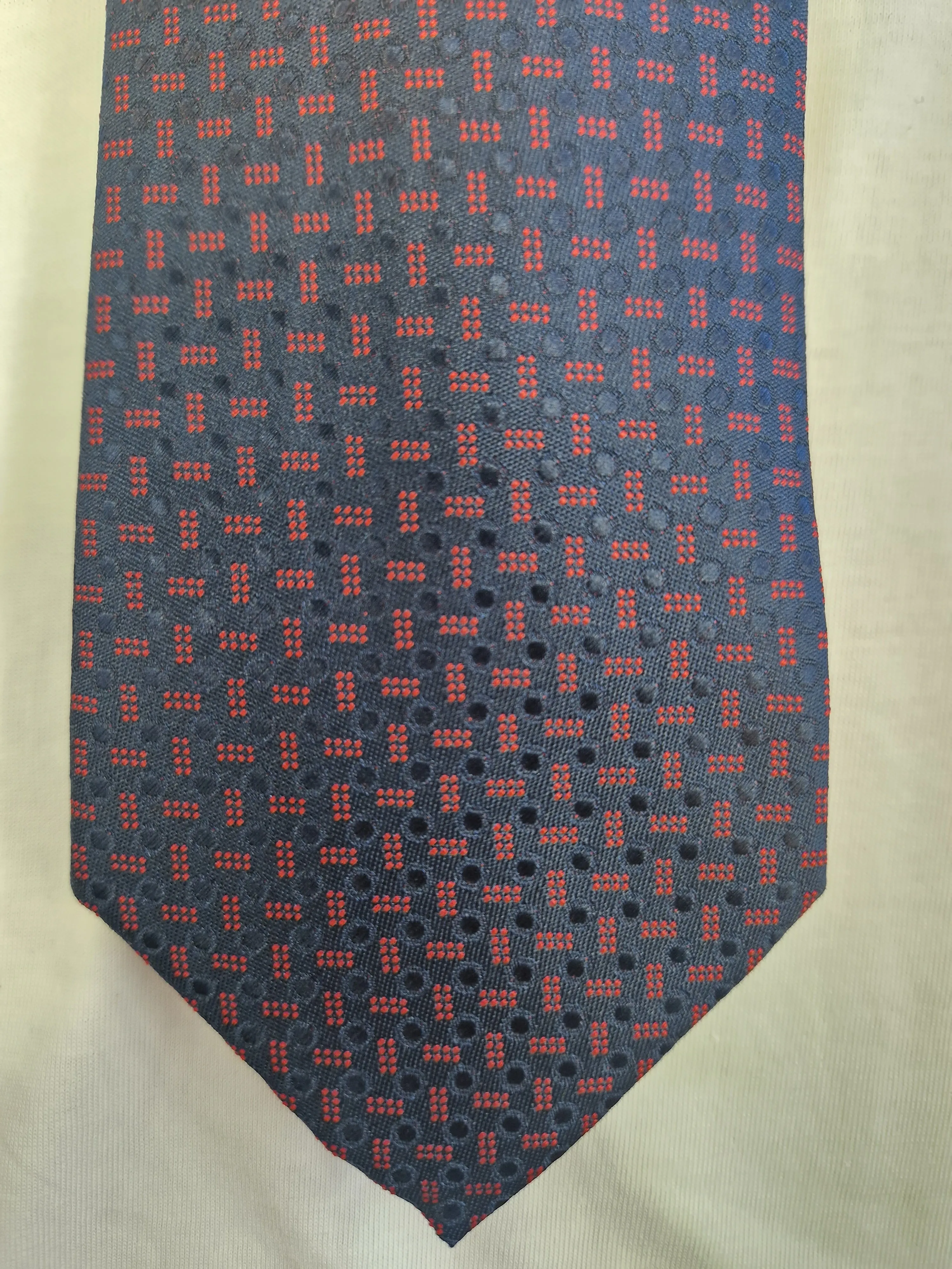 Hunter & Oak X-Long Navy Red Pattern Tie Navy