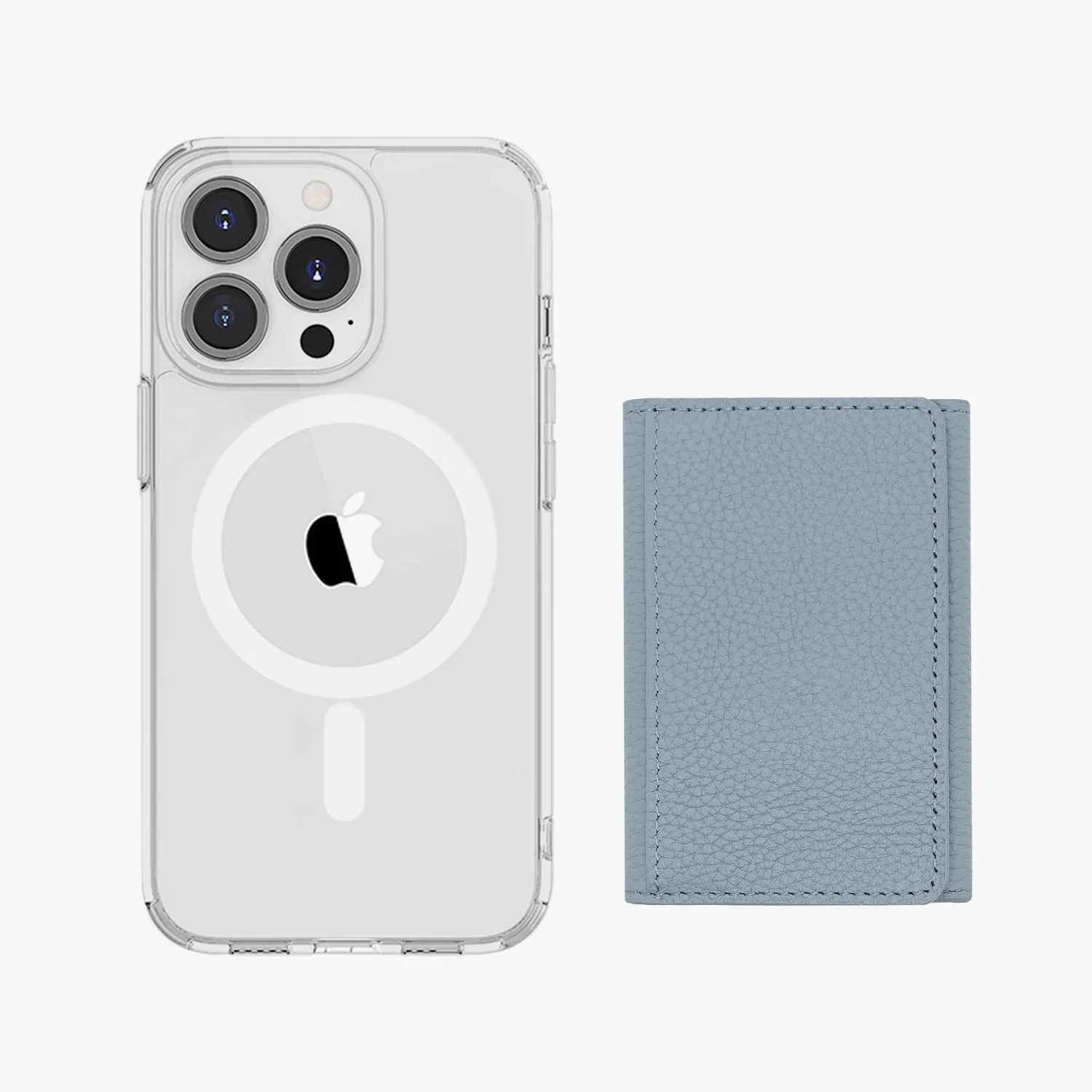 iPhone 15 Plus HD Clear Case with MagSafe Trifold Wallet Set