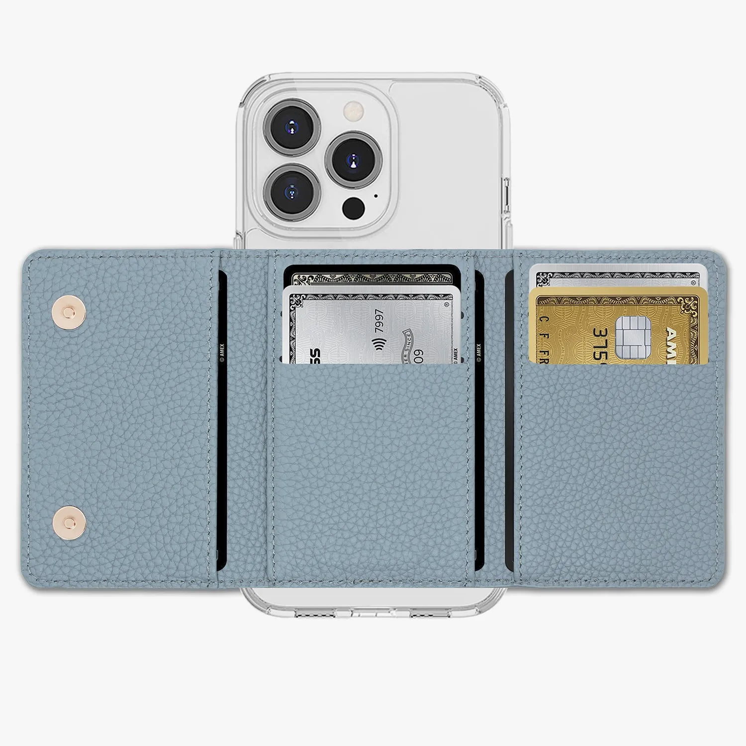 iPhone 15 Plus HD Clear Case with MagSafe Trifold Wallet Set