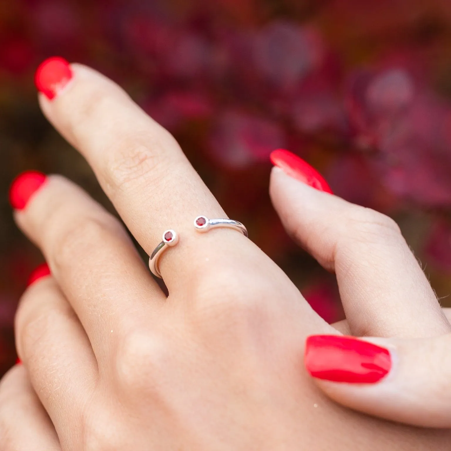 January Birthstone Open Style Ring, Garnet