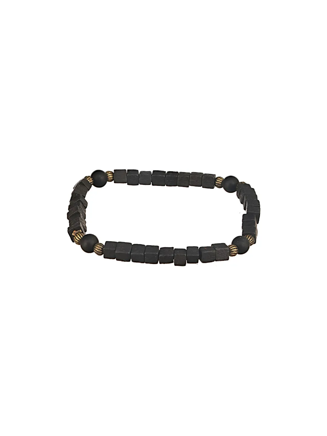 Jazz And Sizzle Men Set of 3 Black Elasticated & Beaded Bracelets