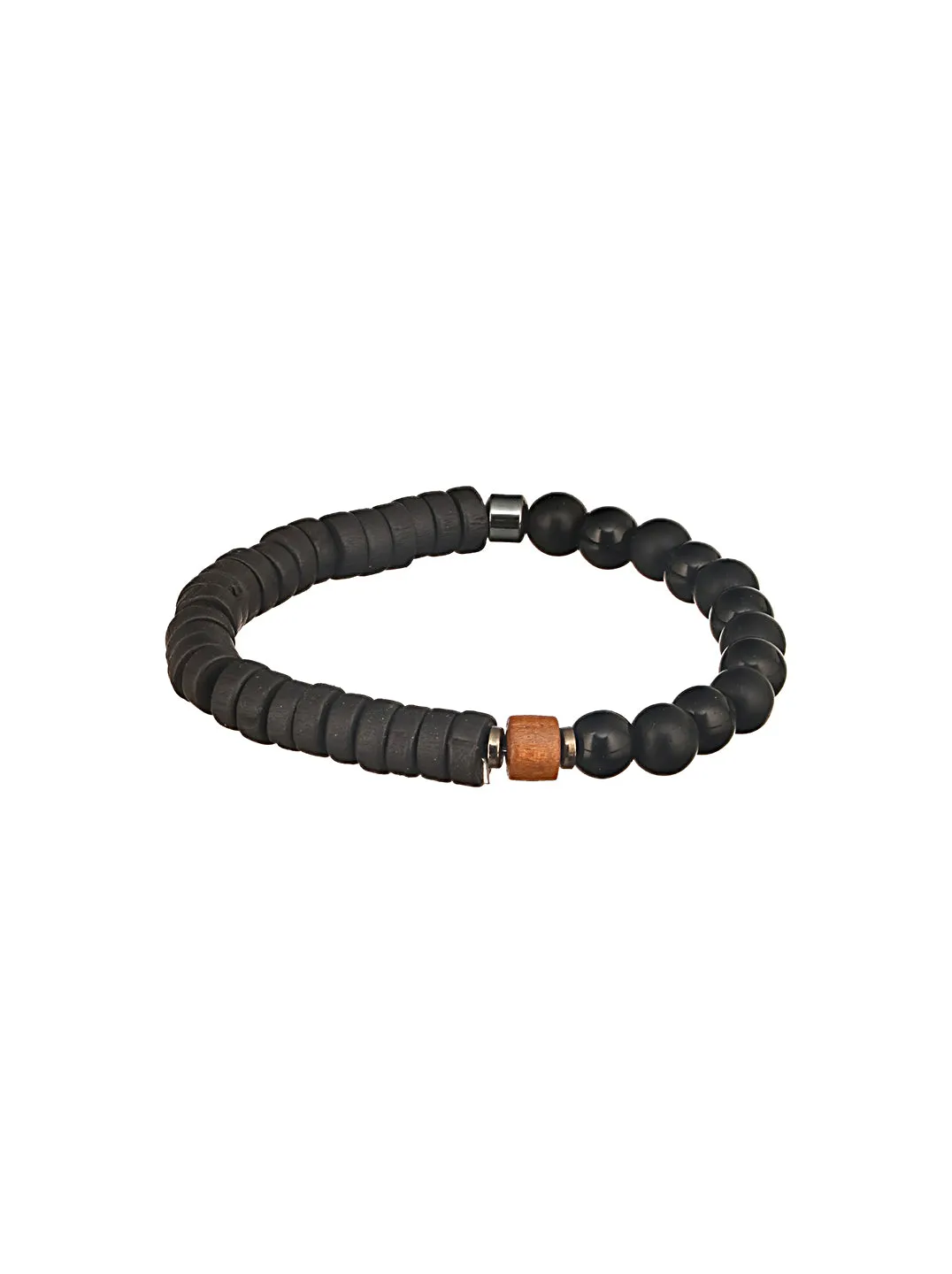 Jazz And Sizzle Men Set of 3 Black Elasticated & Beaded Bracelets