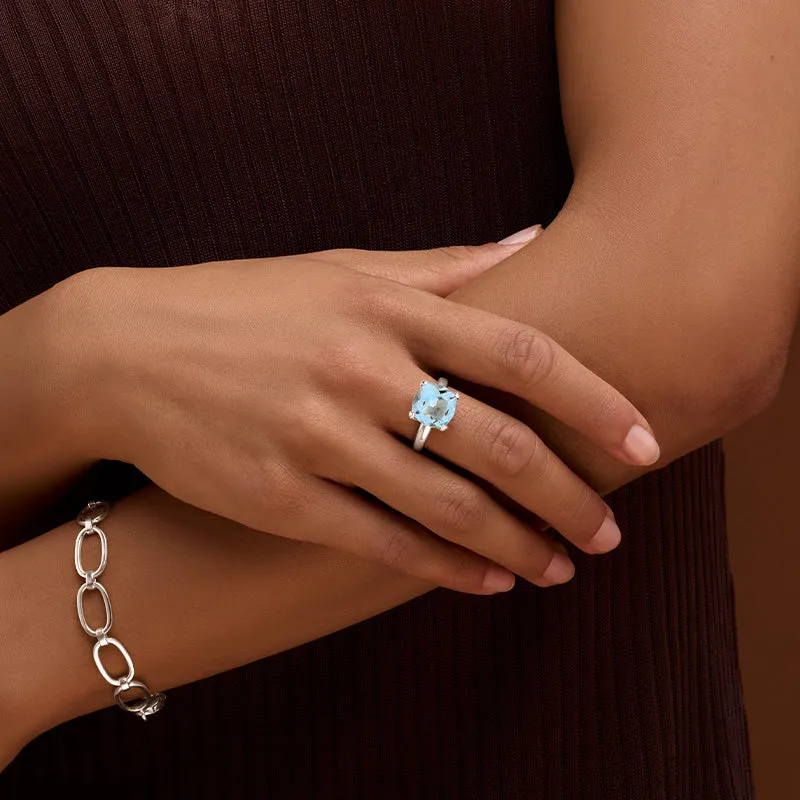 Kara Ring, Blue Topaz, Silver