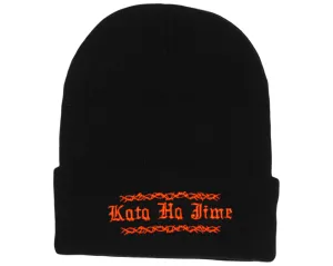 KATA HA JIME EMBROIDERED BEANIE [BLACK]