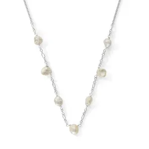 Keshi Pearl Collar Necklace, Silver