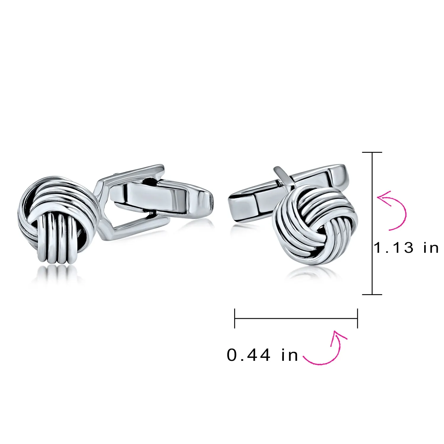 Knot Sided Woven Rope Braid Twist Shirt Cufflinks .925 Sterling Silver