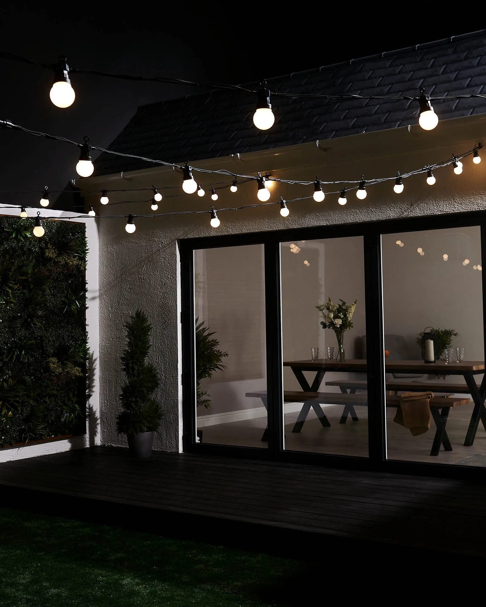 LINK PRO LED Festoon Lights, Black Cable, Warm White