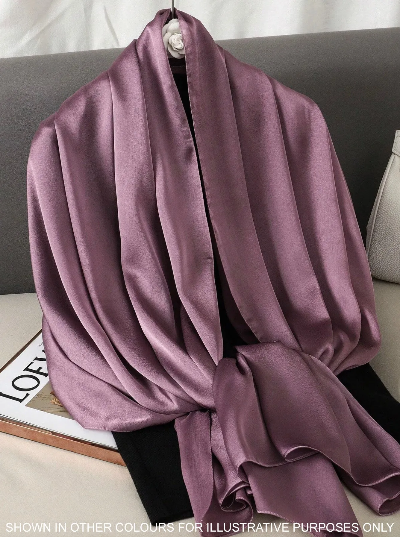 LONG PLAIN MOCHA SATIN SCARF SHAWL WRAP