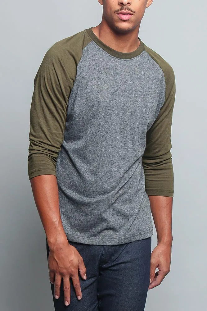 Men's Baseball T-Shirt (Charcoal/Olive)