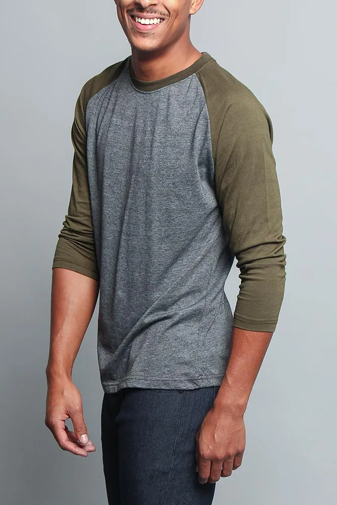 Men's Baseball T-Shirt (Charcoal/Olive)