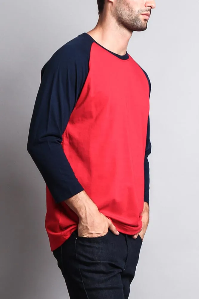 Men's Baseball T-Shirt (Red/Navy)