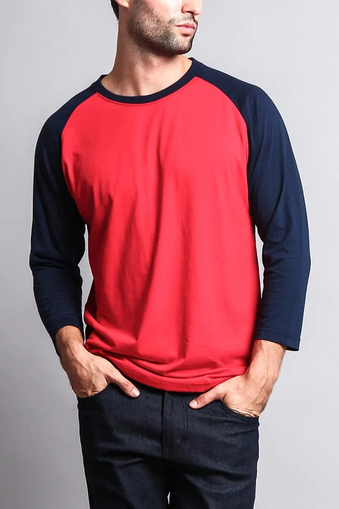 Men's Baseball T-Shirt (Red/Navy)