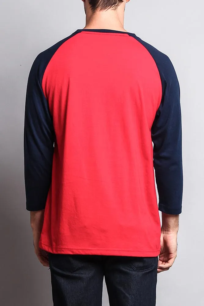 Men's Baseball T-Shirt (Red/Navy)