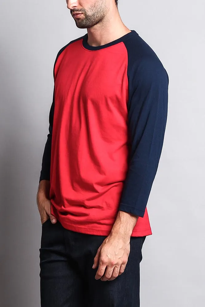 Men's Baseball T-Shirt (Red/Navy)