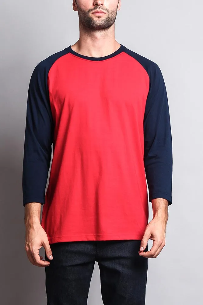 Men's Baseball T-Shirt (Red/Navy)