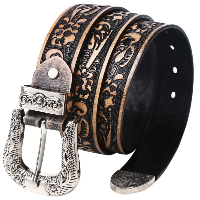 Men's Gothic Rose s Carving Belts