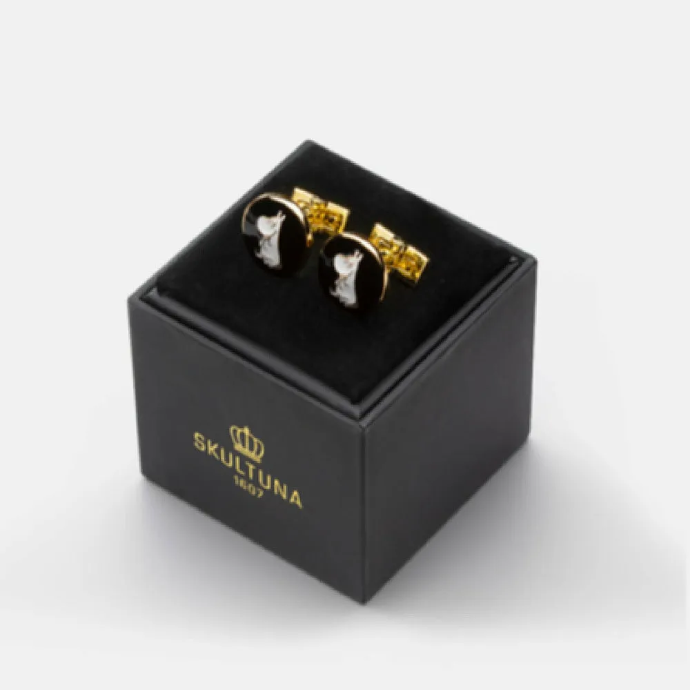 Moomin Cufflinks Moomintroll Black - Skultuna