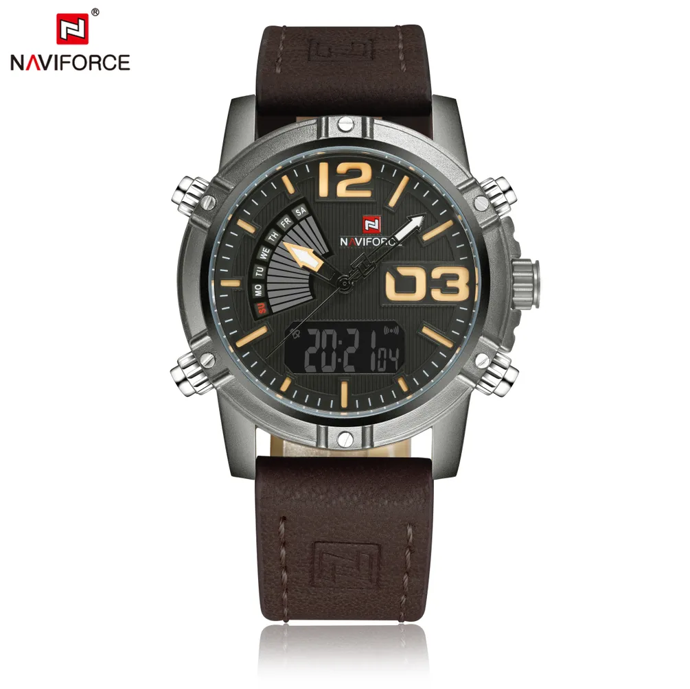 NAVIFORCE Mens Luxury Digital Quartz Watches Sport Military Wristwatch Casual Watch NF9095