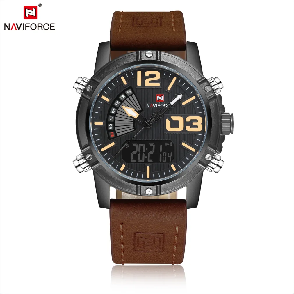 NAVIFORCE Mens Luxury Digital Quartz Watches Sport Military Wristwatch Casual Watch NF9095