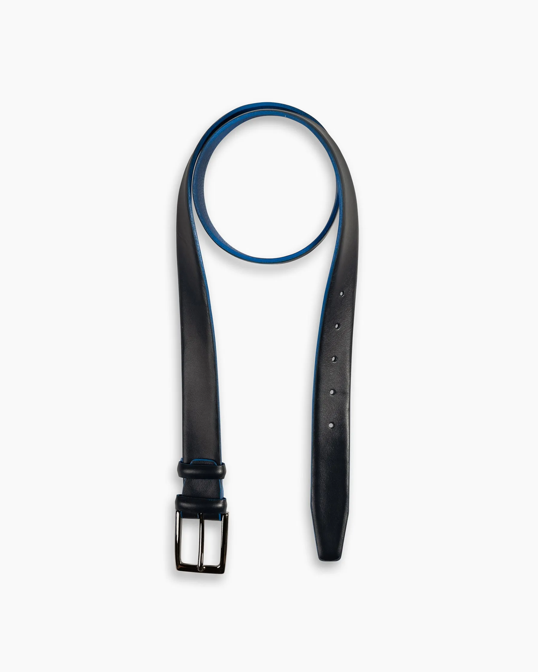 Navy Contrast Calf Leather Belt