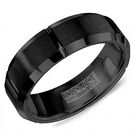 Notched Black Tungsten Carbide Band