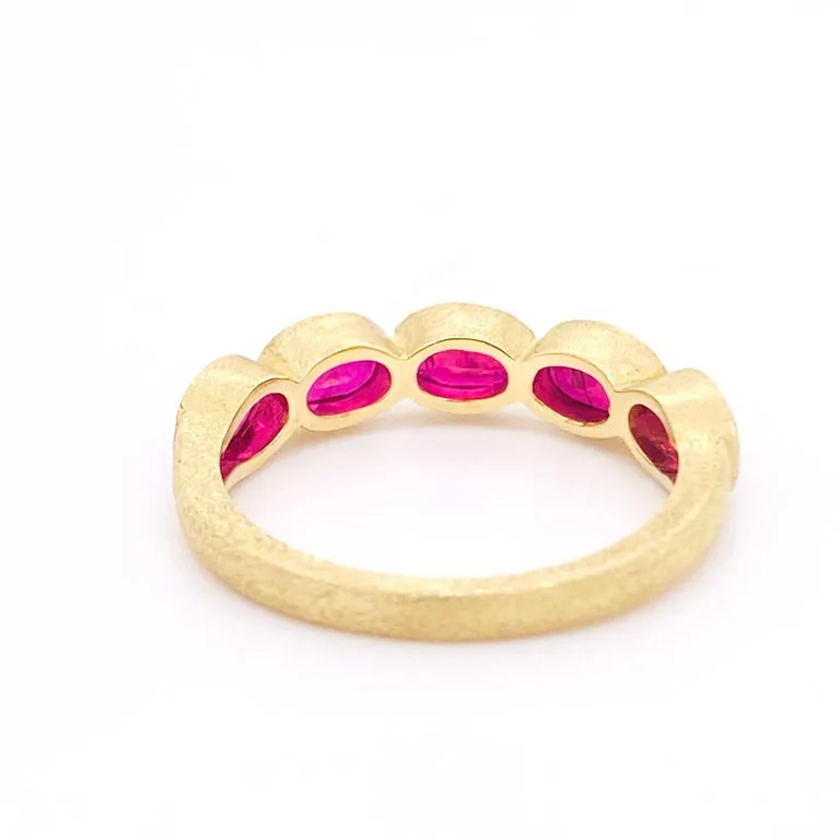 Oval Bezel Ruby Satin Ring