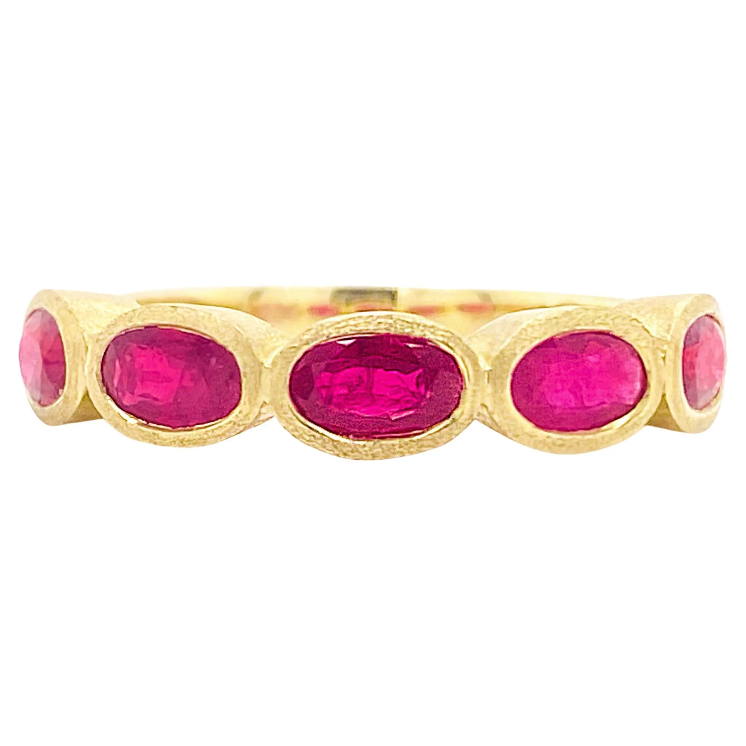 Oval Bezel Ruby Satin Ring