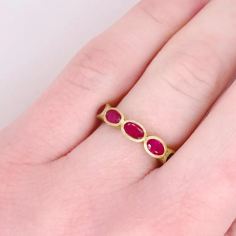 Oval Bezel Ruby Satin Ring