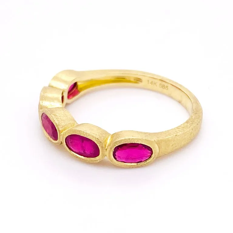 Oval Bezel Ruby Satin Ring