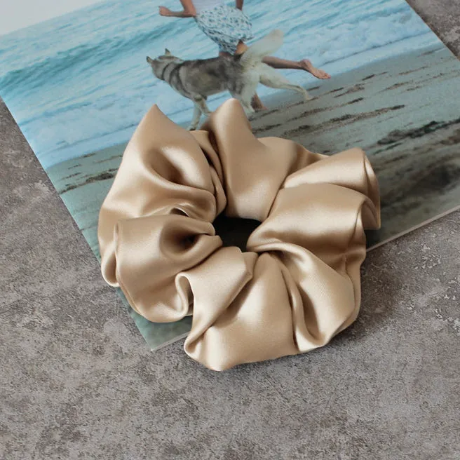 Oversized Satin Scrunchie - Nude Beige