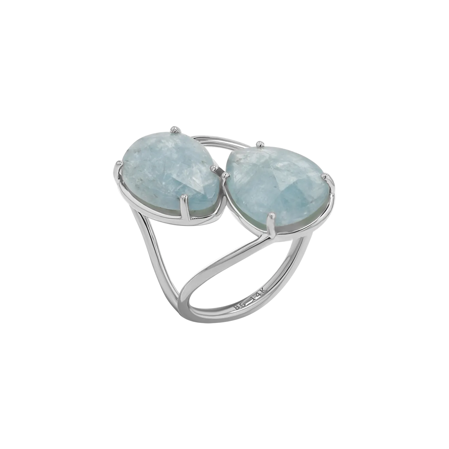 Pear Shape Aquamarine Duo Rose Cut Ring