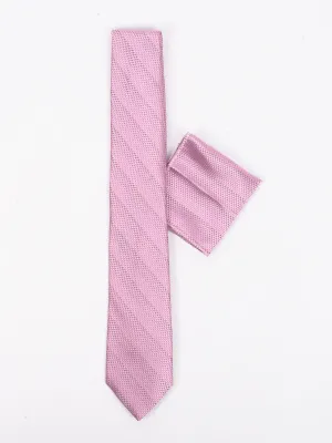 Peiro Butti Tie with Pocket Square Light Pink Self Weaved PBTPS041