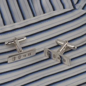 Personalised Sterling Silver Feature Hallmark Oblong Cufflinks