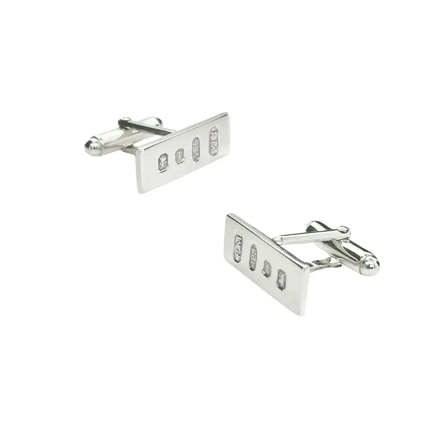 Personalised Sterling Silver Feature Hallmark Oblong Cufflinks