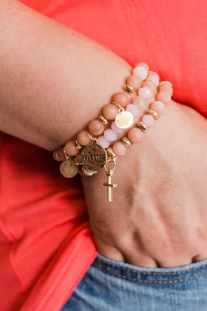 "Blessed" 3 Piece Bracelet Set- Blush