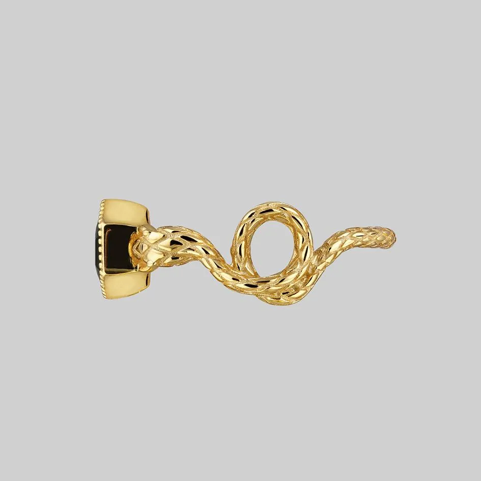 RELINQUISH. Snakes & Onyx Ring - Gold